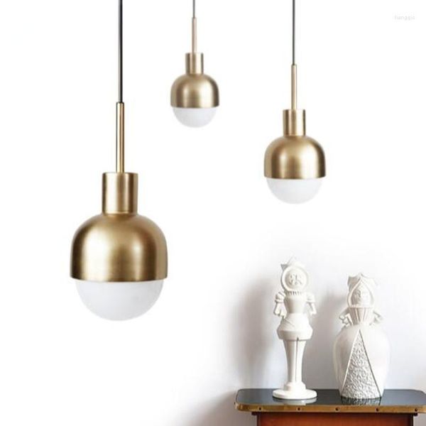 Lâmpadas pendentes Nordic Modern Glass Gold Led Lights Mini Compact Luminaire Loft Flumture