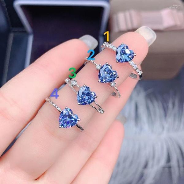 Кластерные кольца бренд 1.0ct Blue Blue Hearted Mosson Diamond Ring Cring Clarity Gia создает высокое чувство взаимодействия для женщин