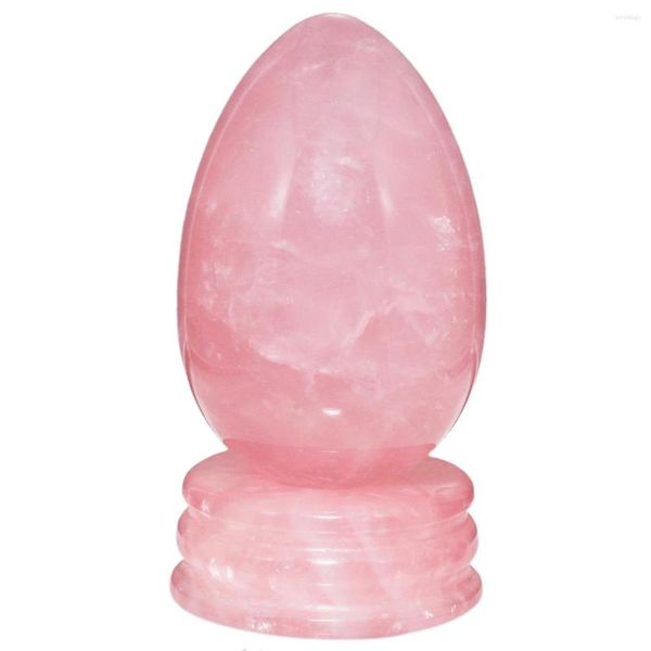 Bolsas de joias Tumbeelluwa rosa quartzo cristal reiki cura esfera ovo de esfera com decoração de stand decoração