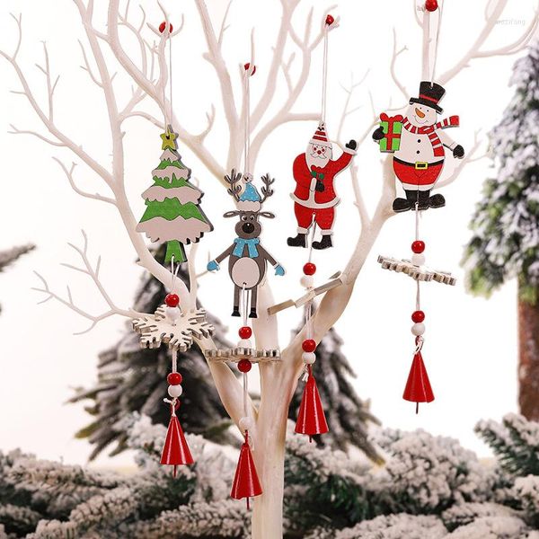 Decorazioni natalizie Decorazioni per la casa fai-da-te Casa in legno dipinto Vecchio Fiocco di neve Campane Ornamenti Albero Campanelli eolici/Regalo di Natale