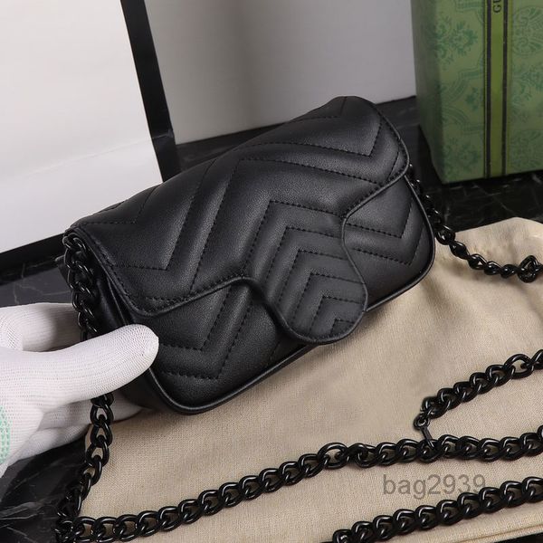 Umhängetasche Kette Damen Handtaschen Geldbörse V-Steppung Leder Volltonfarbe Tasche Druckknopf Mode Clutch Geldbörsen Mar