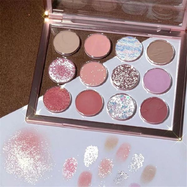 Oogschaduw 12 Kleuren Oogschaduw Palet Matte Parel Glitter Make-up Pallet Transparant Shell Waterdicht Langdurige Make-up Tools