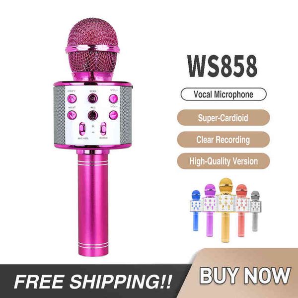 Mikrofone Mikrofon Bluetooth Drahtloses Mikrofon für Kinder Geschenk Singen Tanzen LED-Leuchten Tragbare Karaoke-Maschine mit Lautsprecher T220916