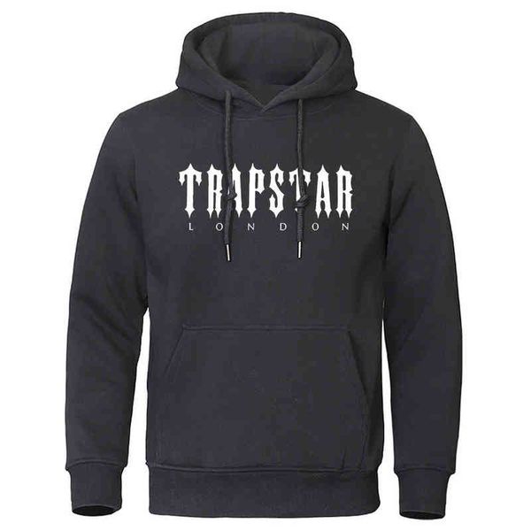 Moletons masculinos Moletons Trapstar London Branco Impresso Homens Hoodie Solto Moletons Oversized Moda Casual Pulôver Com Capuz Outono Fleece Tracksuit