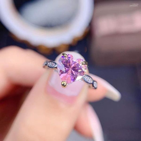 Кластерные кольца EST до 2,0 формы сердца розовый моиссанит циркон кольцо модные роскошные свадебные ювелирные ювелирные лаборатории выращенные бриллианты