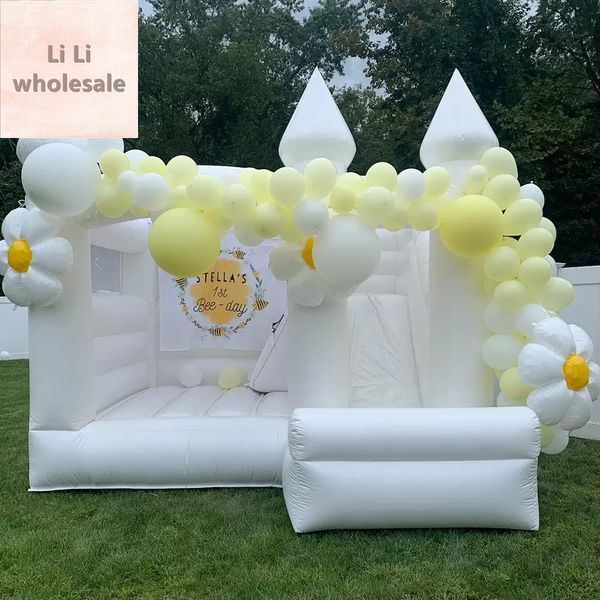 vendita maglione Bounce House Matrimonio gonfiabile bianco rimbalzante con scivolo Castello gonfiabile Air Bouncer Combo salto per bambini Adulti incluso ventilatore spedizione gratuita