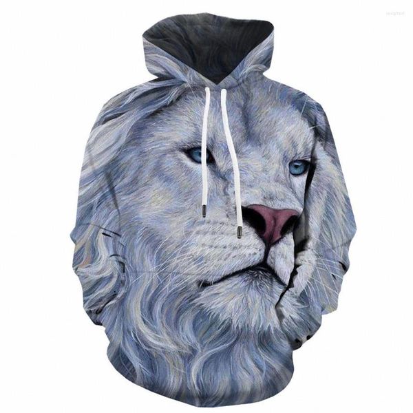 Hoodies masculinos capuz de leão 3D Men Animal IMPRESSO PINTURA DO SELTHO DO CAPELO Branco Anime Unissex Hip Hop Outono sexy