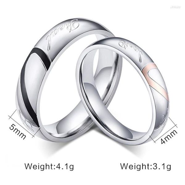 Anéis de casamento 2022 316L Anel de aço inoxidável Romântico tipo de casal de casal R-8520