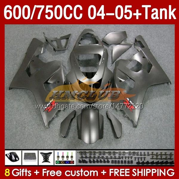 Tanque de atendimento de moldes de injeção para Suzuki GSXR-600 GSXR750 GSXR600 GSXR-750 K4 2004 2005 153NO.68 GSX-R600 GSXR 600 750 CC 04-05 600CC 750CC 05 05 OEM Fairing Matte cinza