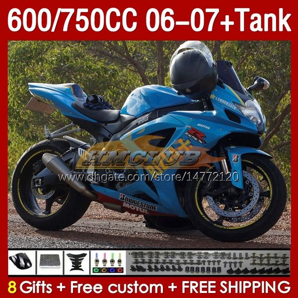 Tanque de carenagens OEM para SUZUKI GSXR 600 750 CC RIZLA azul GSX-R600 GSXR750 2006-2007 154No.