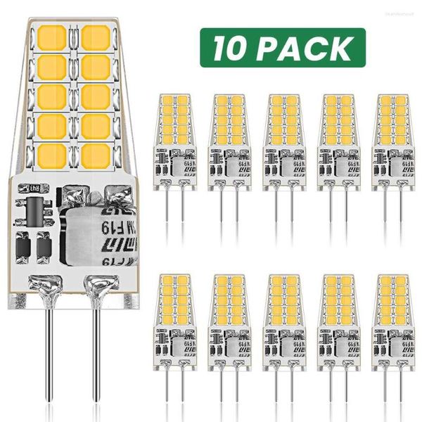 Streifen, 10 Stück, G4-LED-Lampen, 3,5 W, 20 LEDs, 380 lm, Ersatz für 30 W Halogen, 3000 K, Warmweiß, 12 V, kein Flackern, nicht dimmbar