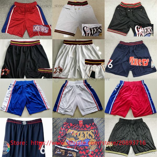 Retro Basketball JamesHarden JoelEmbiid Shorts Classic JustDon AllenIverson Pocket Short Hip Pop Hose mit Taschen Reißverschluss Jogginghose TyreseMaxey Short