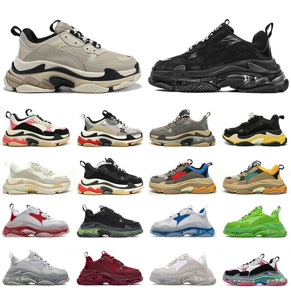 Scarpe casual Scarpe da ginnastica con plateau da uomo e da donna Nero Bianco Beige Grigio scuro Arancione Verde Ruggine Rosa Bred Silver Jogging Walking Triple S