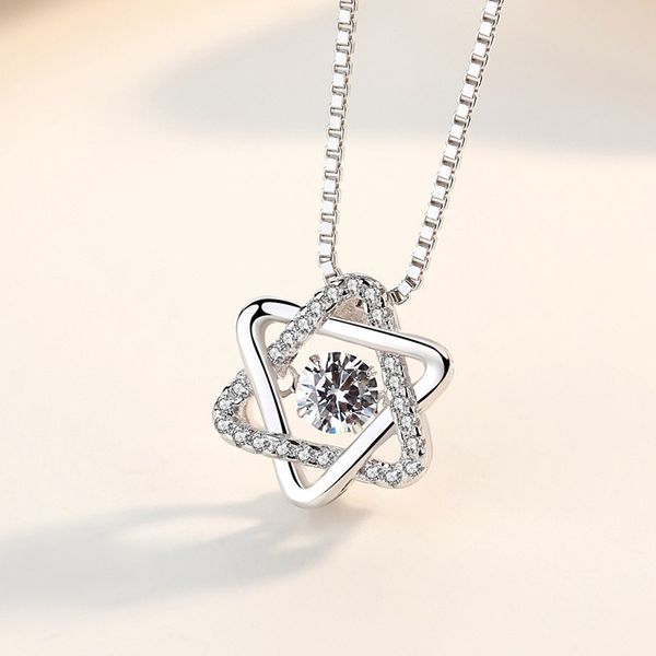 S925 Silber Stern Anhänger Statement Halskette Zirkon Diamanten Frauen Mädchen Dame Swarovski Elements Schmuck