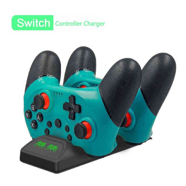 Controladores de jogo Joysticks para controlador de jogo Double Charger Charging Dock Stand Station Stand para Nintend Switch Game Console com Indicador T220916