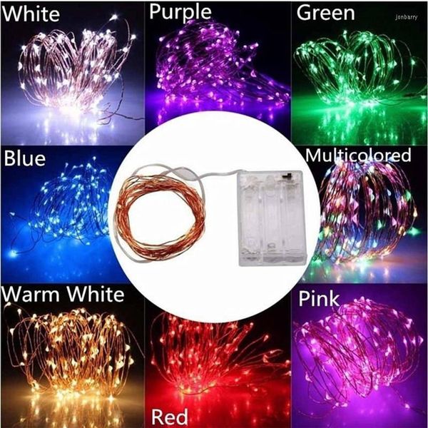 Stringhe 20 30 40 50 100 LED Vacanza Stringa Batteria Luci Fata Micro Trasparente Filo di Rame Argento Per La Festa Di Natale Matrimonio