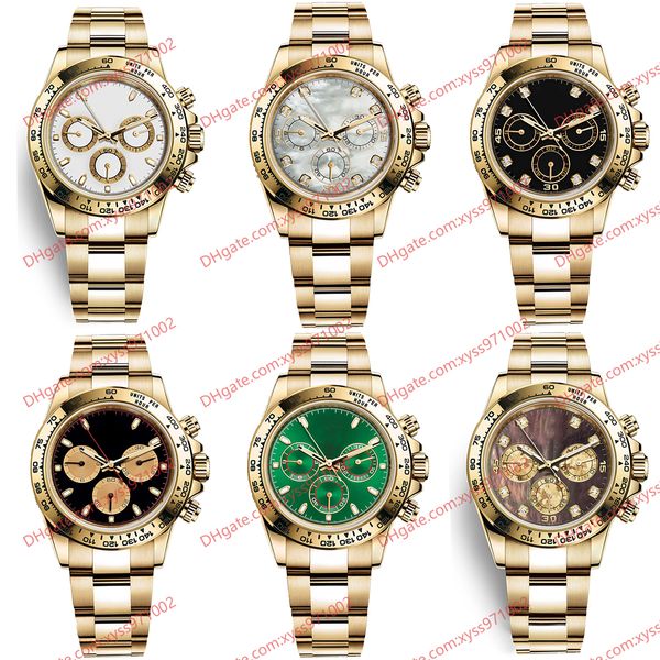 12 Orologio da uomo alla moda modello 40mm quadrante verde Asia 2813 meccanico automatico m116508 Orologio con diamanti neri senza cronografo cinturino in acciaio inossidabile dorato Orologi da uomo