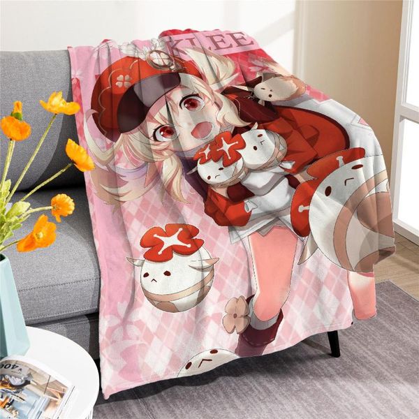 Coperte Genshin Impact Anime Coperta Biancheria da letto leggera Super morbida flanella Letto da soggiorno Divano Divano per bambini Adulti