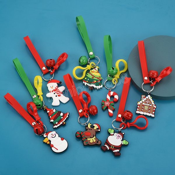 Santa Claus Elk Snowman Christmas Tree Keychain Cute PVC Cartoon Doll Key Chain Key Ring New Year Decor Kids Xmas Trinket Gift