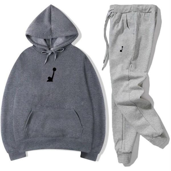 Tute firmate Set da uomo donna Tuta in pile leggero Felpa tinta unita Felpa con cappuccio e pantaloni Set da 2 pezzi Tute da allenamento schiacciate da basket uomo Pantaloni da jogging Tuta da ginnastica