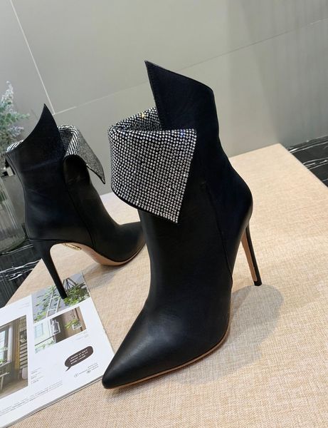 Marcas Aquazzuras Night febre cristal camurça tornozelo botas de salto alto bootie mulheres andando festa de casamento sexy senhora vestido de luxo gladiador EU35-43 caixa