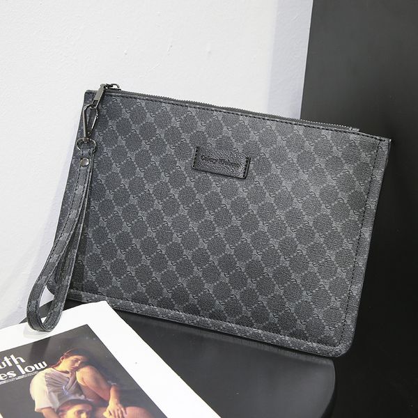Couro xadrez e manchas de manuseio de moda Moda Moda Saco de moda S para machos A4 Bolsa de design de luxo para iPad de arquivo