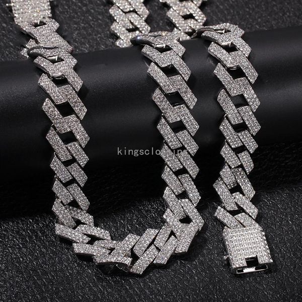 Iced Out Miami Cuban Link Chain Herren Roségoldketten Dicke Halskette Armband Mode Hip Hop Schmuck2272