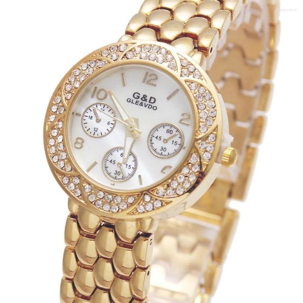 Нарученные часы 2022 GD Женщины кварцевые наручные часы Lady's Bracelet Watches из нержавеющей стали Relogio fominino