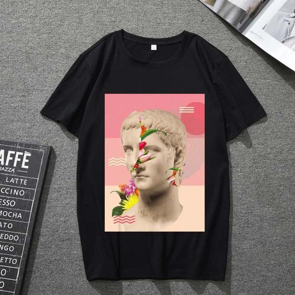 Erkek Tişörtleri Bayanlar T-Shirt O-Yellow Moda Retro Tarzı Komik Desen Baskı Serisi Siyah Kısa Kollu Sokak Banliyö Top