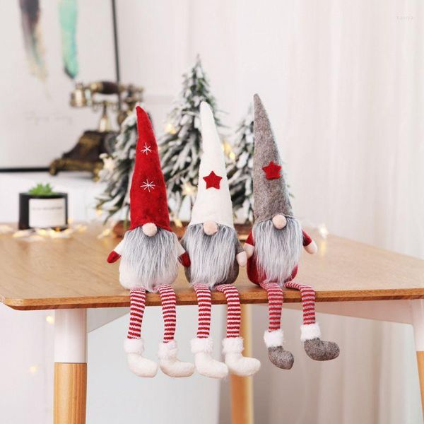 Weihnachtsdekorationen, langes Bein, sitzend, Tischdekoration, schwedischer Zwerg, Tomte, Weihnachtsmann, Puppe, Dekoration, Ornamente, Geschenke, Weihnachtsdekorationen, Weihnachten