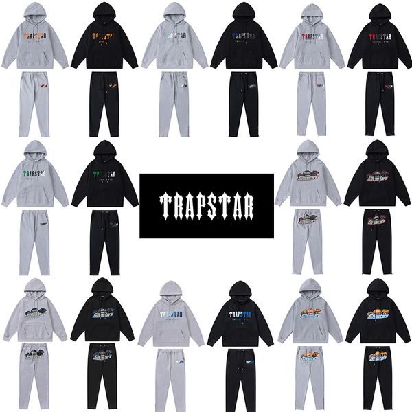 Trapstar agasalho masculino com toalha de arco-íris bordado agasalho masculino e feminino suéter com capuz calças tamanhos S-XL