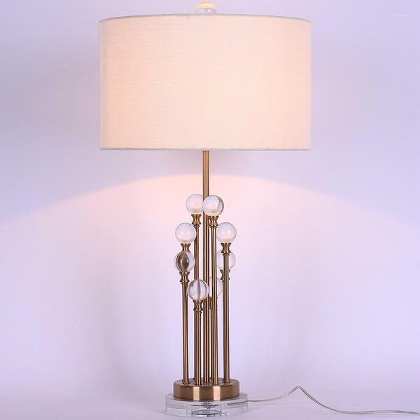 Tischlampen, amerikanische einfache Kristalllampe, europäischer Luxus, Wohnzimmer, Schlafzimmer, Modedekoration, El