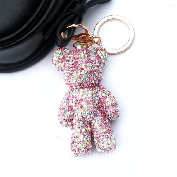 Украшения интерьера 1 шт. Алмаз Diamond Cute Bear Bechain Keyring Cheyring Bag Bag Pink Car Ving Automobile Bling Accessories для девочек