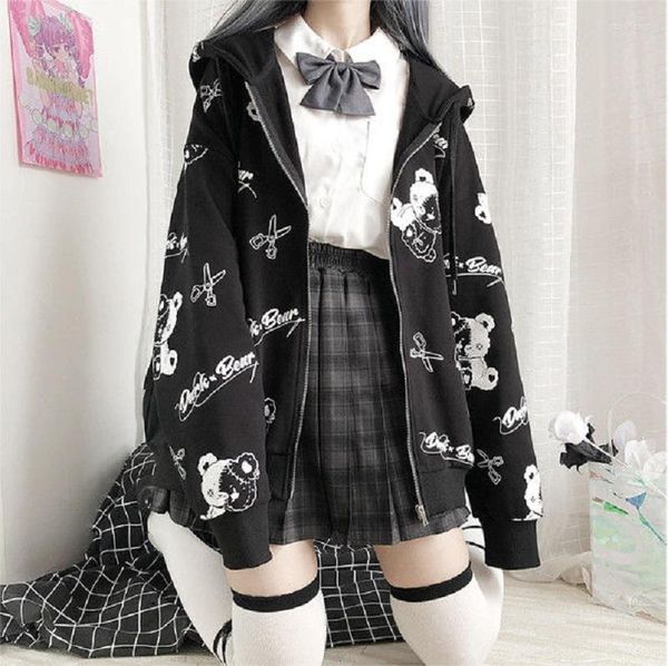 Damenjacken Damen Gothic Japanischer Mantel Tragen 2022 Herbstmode Ins College-Stil Kawaii Jacke Hoodie Langarm Y2k