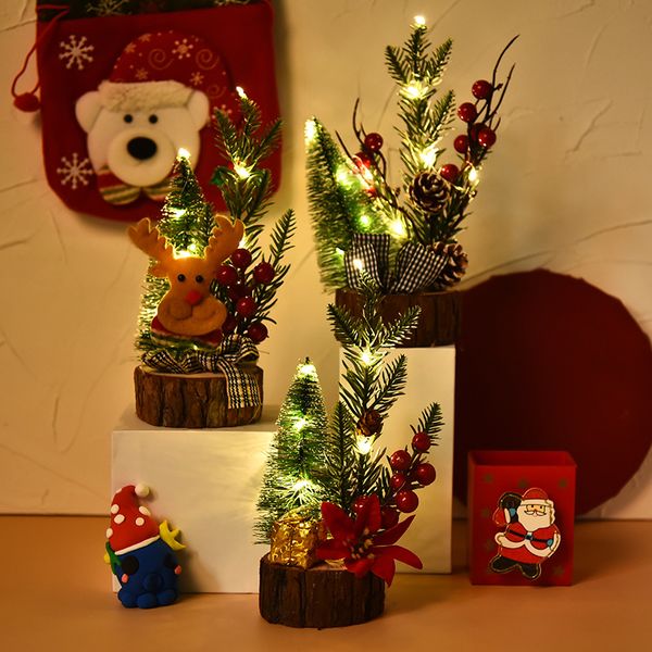 Weihnachtsbaumschmuck führte leuchtende Holzboden-Desktop-Mini-Ornamente