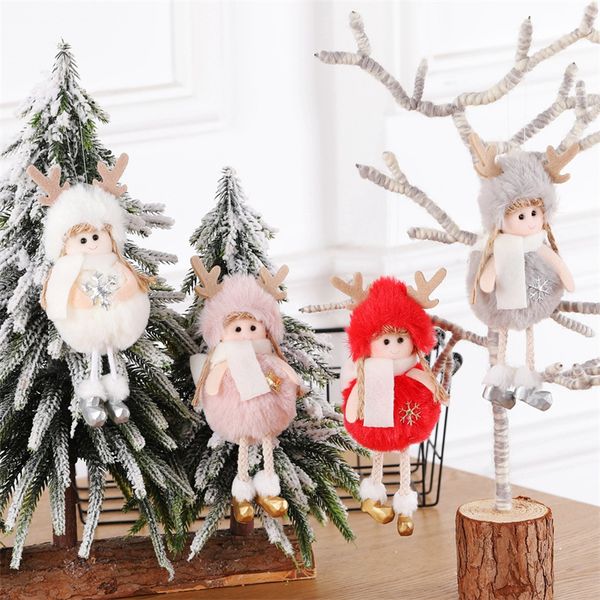 2022 nuove decorazioni natalizie ciondolo albero di Natale peluche angelo stella fascino bambini bambola carina ragazza regalo
