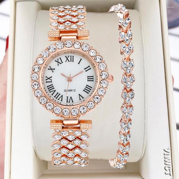 Armbanduhren Romantische Sternenfrauen-Armbanduhren Stahlgürtel Liebe Strass Quarz-Armbanduhr Luxusmode für