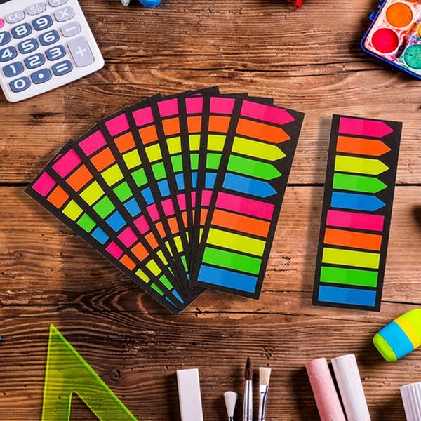 200 pezzi/set noto appiccicoso fluorescente colorato indice trasparente note appiccicose note notepad memo stickies stick -uffice forniture th0371