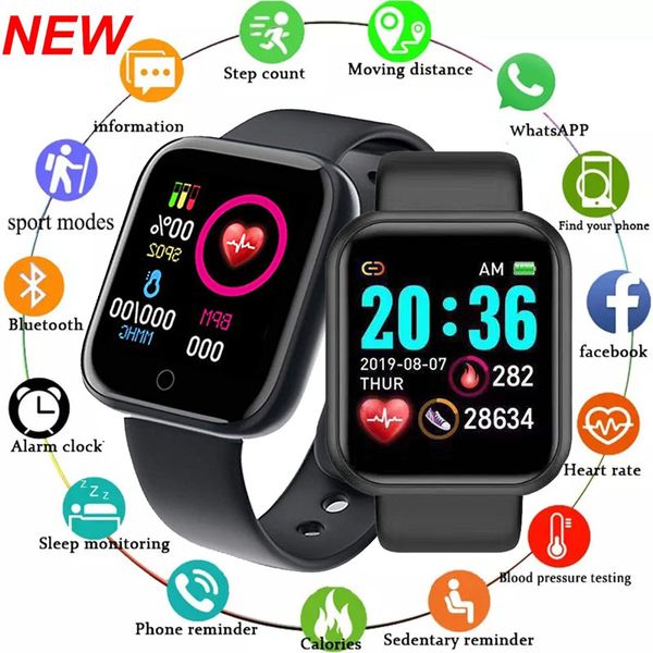 FitPro y68 Smart Watch Men Women Wristwatches D20 Smartwatch Relógio Eletrônico Monitor de fitness Presente de aniversário para crianças xiaomi huawei