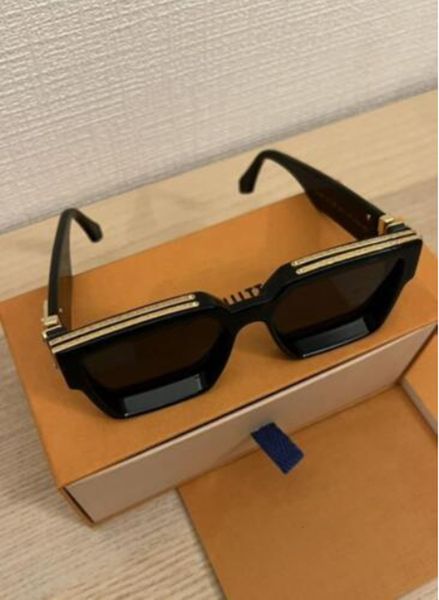 Óculos de sol milionário de luxo, armação completa, designer vintage, óculos de sol para homens, logotipo dourado brilhante, vendido banhado top275e