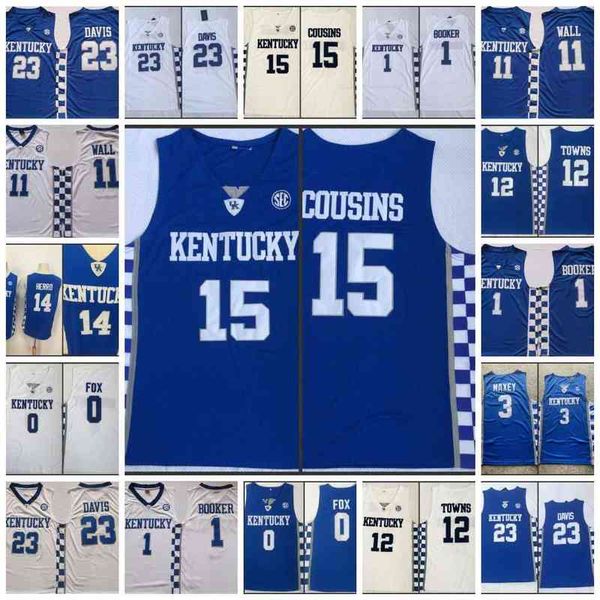 O basquete universitário veste a faculdade DeMarcus Cousins ​​Anthony 23 Davis John Wall Jersey Tyler Herro Bam Ado Karl-Anthony Towns Tyrese Maxey Deaaron 0 Fox Vince Carter De