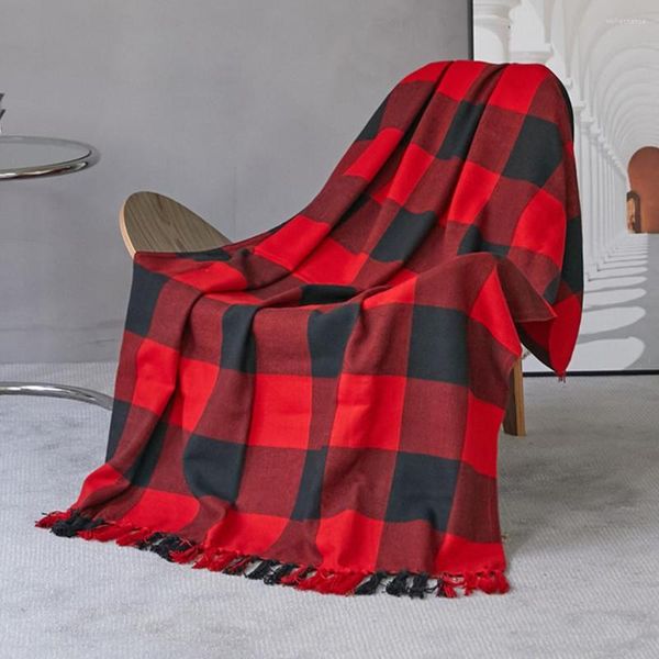 Coperte Rosso Nero Plaid a quadretti Copriletto geometrico Copriletto Coperta Coperta Getta Antistatico Reversibile Per tutte le stagioni Profonda