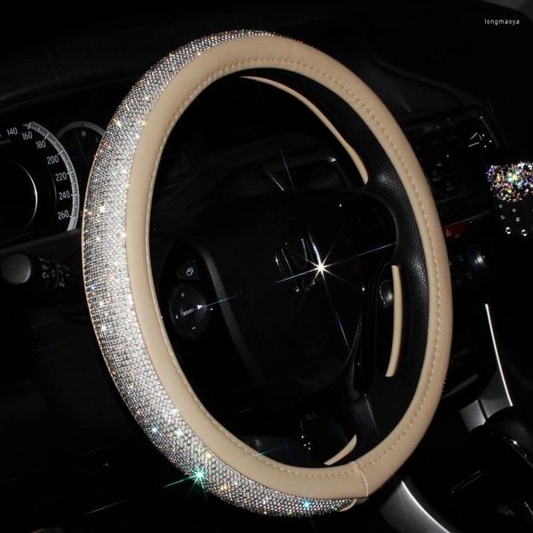 O volante do volante tampa o carro de cristal de luxo para mulheres de couro de couro de couro acessórios interiores acessórios