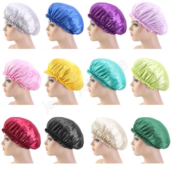 Satin Bonnet Sleep Hat для женщин Curly Hair Care Однослойная мягкая эластичная полоса для ванной комнаты для душа головного убора.