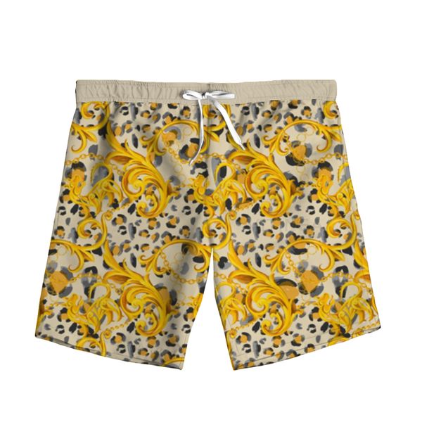 Shorts masculinos Novo traje de impressão barroca barroca de ouro