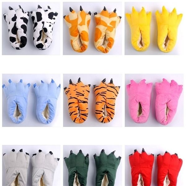 Chinelos de chinelos de chinelos de piso interno macios e macios Crianças criativas homens homens sapatos PAW Função de desenho animado Dinosaur Garra PLUSH HOME 220916