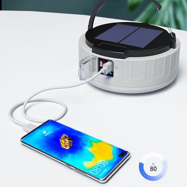 Lanterna de acampamento solar 100W Charging USB Charging 3 Modo Luminagem portátil de lâmpada de emergência portátil Night Night para acampamento