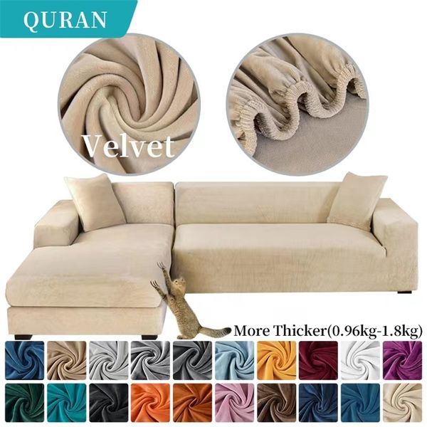 Tampas de cadeira 1 peça Velvet Fabric Sofá Elastic Sectional Couch Tampa em forma de Louse Chaise da Armchair Lounge para sala de estar 220919