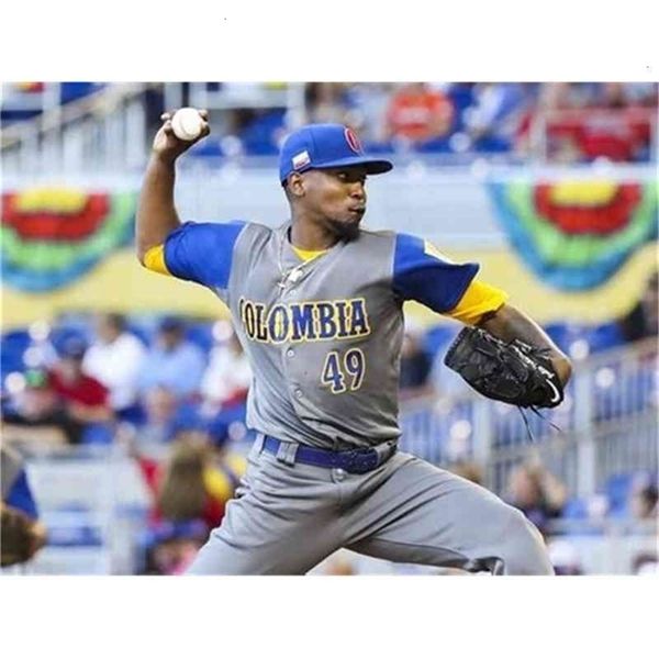 GlnA3740 49 Julio Teheran Männer Kolumbien 2017 World Baseball Classic Jersey Benutzerdefinierte Frauen/Jugend Hochwertige, vollständig genähte Baseball-Trikots