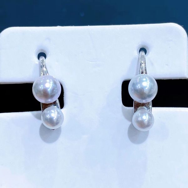 Designer stud earrings 2024 Diamond -Jewelry earrings ear studs akoya PEARL sterling 925 silver simple hook round double pendant 18k gold plated charm gift idea